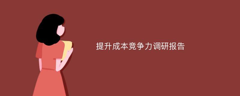 提升成本竞争力调研报告