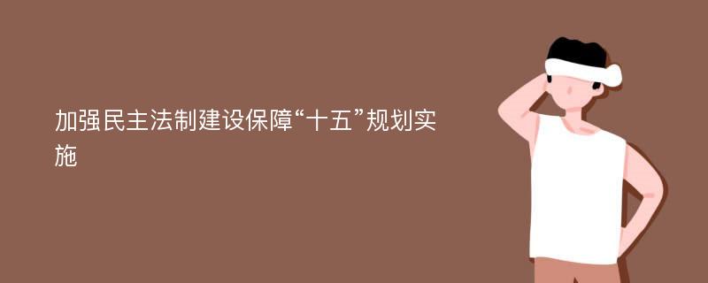 加强民主法制建设保障“十五”规划实施