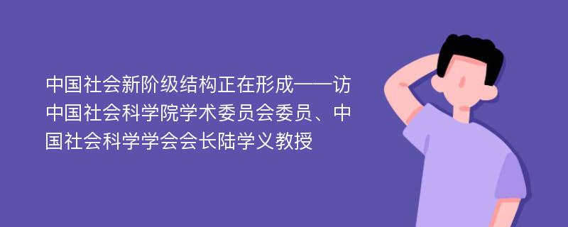 中国社会新阶级结构正在形成——访中国社会科学院学术委员会委员、中国社会科学学会会长陆学义教授