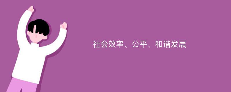 社会效率、公平、和谐发展