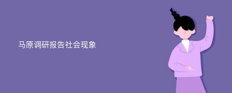 马原调研报告社会现象