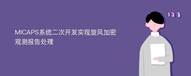 MICAPS系统二次开发实现旋风加密观测报告处理