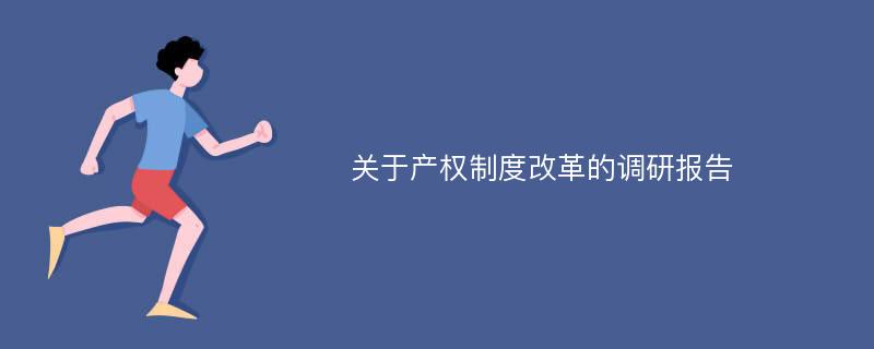 关于产权制度改革的调研报告