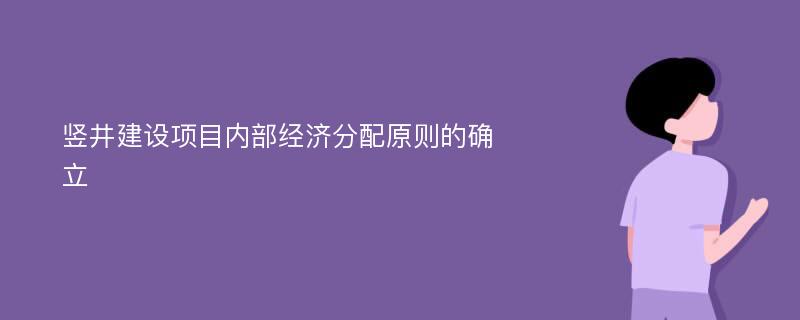 竖井建设项目内部经济分配原则的确立