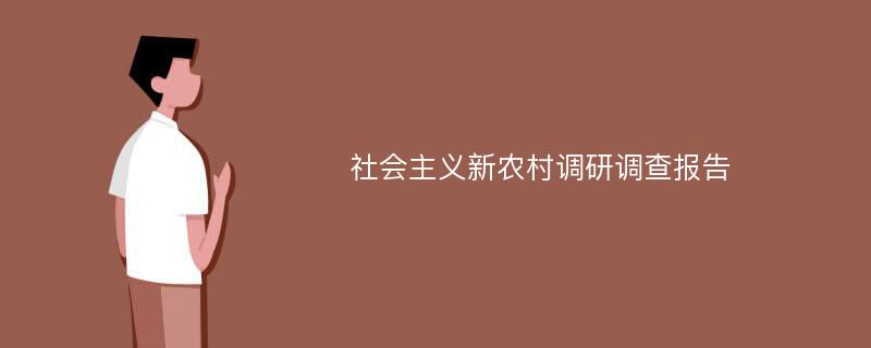 社会主义新农村调研调查报告