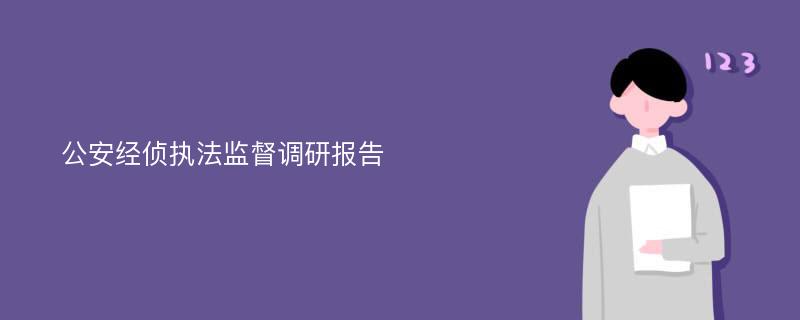 公安经侦执法监督调研报告