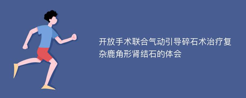 开放手术联合气动引导碎石术治疗复杂鹿角形肾结石的体会