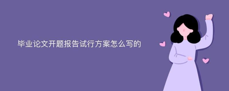 毕业论文开题报告试行方案怎么写的