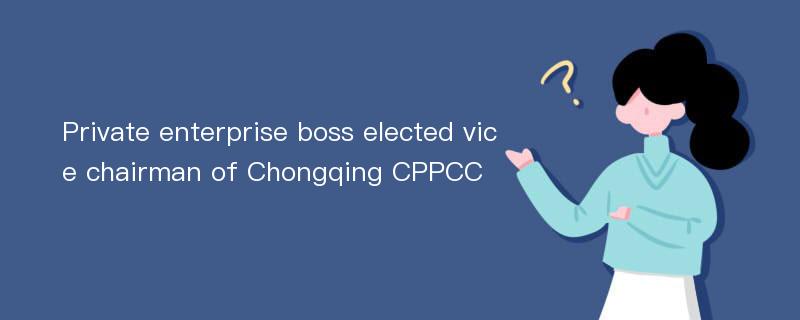 Private enterprise boss elected vice chairman of Chongqing CPPCC