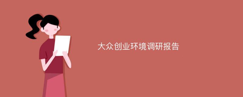 大众创业环境调研报告