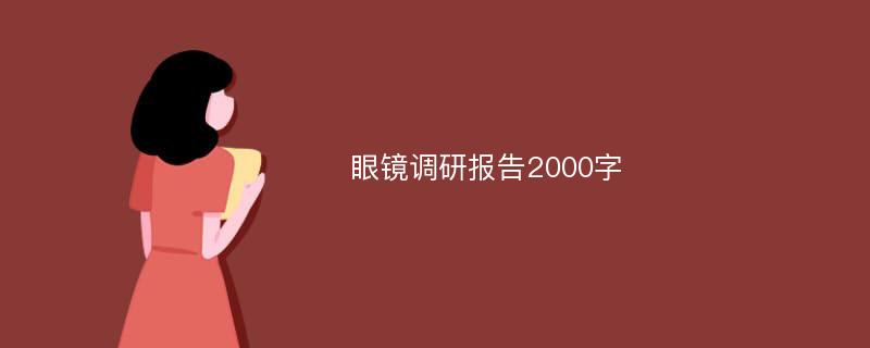 眼镜调研报告2000字