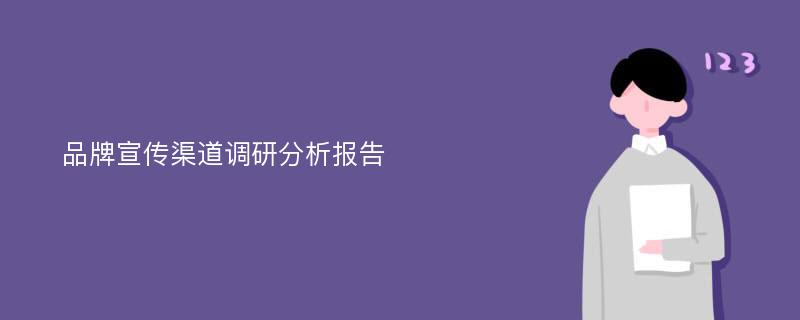 品牌宣传渠道调研分析报告